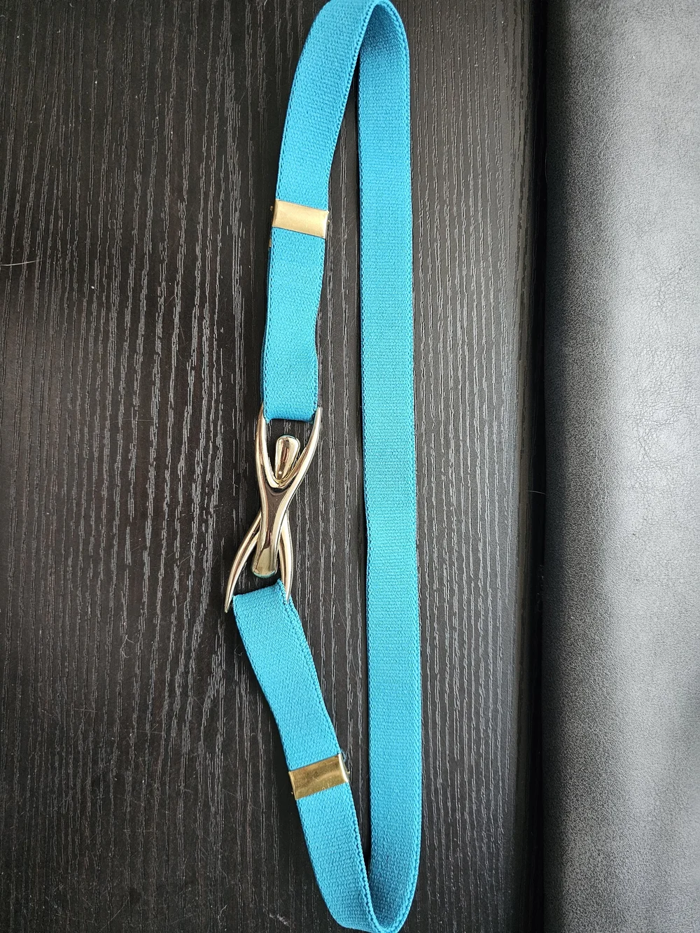 Turquoise Stretch Elastic Belt with Gold Tone Hardware